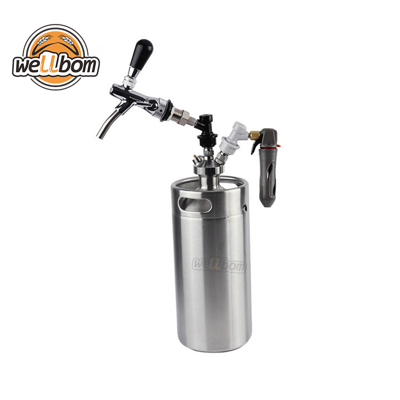 Homebrew Keg System Kit for Home Brew Beer with Beer tap Dispensor, Mini Keg Charger and 3.6L Stainless Steel Keg